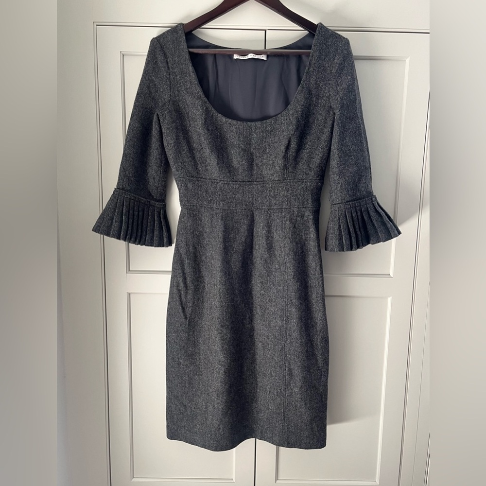 Susana Monaco women’s 100% wool dress Sz. S gray 3/4 sleeve whimsigoth preppy